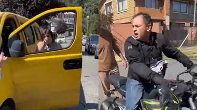 Motorista furioso con maniobra de conductora de furgón escolar en Concepción le quiebra la nariz